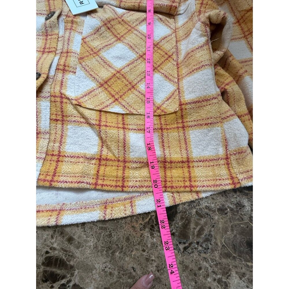 For The Republic Plaid Patchwork-Elbow Cropped Cotton blend women’s Jacket Sz S - Picture 8 of 11